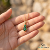 Two-Stone Natural Emerald Drop Pendant Round Pear Cut Design