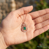 Vintage Style Emerald-Cut Emerald Bow Pendant Luxury Bow Diamond Pendant