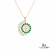 Round Natural Emerald; Diamond Spiral Flower Pendant in 18K Gold