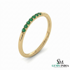 Natural Emerald Half Eternity Ring in Solid 14K Gold – Minimalist Stackable Band for Women