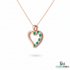 Heart Shape Emerald & Diamond Pendant - Solid Gold Pendant