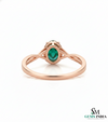 Oval Cut Emerald Ring with Diamond Halo & Split Shank Band