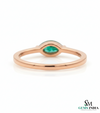 Minimalist Marquise Cut Green Emerald Ring with Diamond Accent Band – Delicate Fine Jewelry