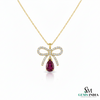 Chic Bow-Inspired Pear Ruby & Diamond Pendant in 14k gold Elegant Fine Jewelry