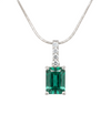 2.10 carat Emerald Cut Natural Emerald Pendant Necklace in 14k gold with Diamond Accent Bail Design