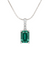 2.10 carat Emerald Cut Natural Emerald Pendant Necklace in 14k gold with Diamond Accent Bail Design