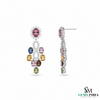 Oval shape Multicolor Gemstone Chandelier Earrings – Luxury Statement Drop Design