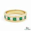Men's 18k Gold Genuine Emerald & Diamond Wedding Band – May Birthstone