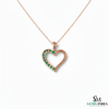 Heart Shape Emerald & Diamond Pendant - Solid Gold Pendant