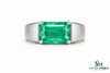 Natural Emerald Cut May Birthstone Men Ring / Anniversary Gift Ring For Men / Wedding Men Ring