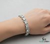 Elegant Oval Aquamarine Diamond Bracelet with Curved Diamond Links