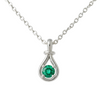 1.10 Round Natural Emerald pear-shaped open-frame design Pendant 14k Gold Solitaire Necklace