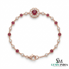 Ruby and Diamond Floral Chain Bracelet in Rose Gold – Fine Gemstone Jewelry for Women