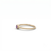 Dainty Amethyst Solitaire Ring with Beaded Band – February Birthstone Jewelry