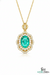 Natural Oval Emerald Diamond Halo Pendant - Fine Emerald Jewelry for Women