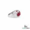 Emerald Cut Ruby Diamond Band Ring in 14k Gold - Statement Anniversary Ring