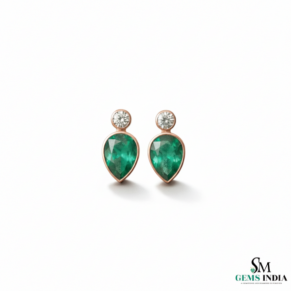 Teardrop Emerald Diamond Stud Drop Earrings – Fine Emerald Jewelry