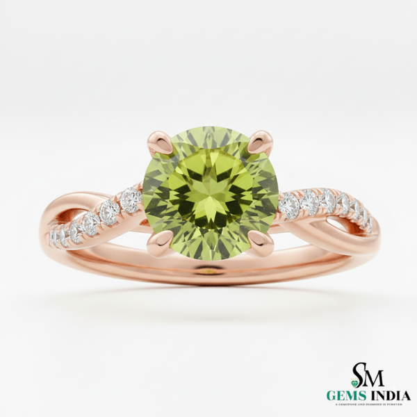 August Birthstone Natural Peridot Infinty Diamond Ring i