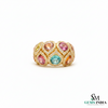 Designer Round Multi-Gemstone Diamond Ring Bold Luxury Style Multi - sapphire Ring