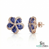 Elegant Tanzanite Blossom Stud Earrings with Diamonds