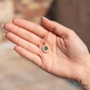 Crescent Moon Round Natural Emerald Pendant in 18k Gold Minimalist Birthstone Jewelry