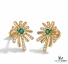 Emerald & Diamond Floral Burst Stud Earrings - Fine Emerald Jewelry
