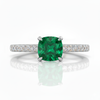 1.10 Carat Natural Emerald Cushion Cut Ring with Diamond Ring Engagement or Anniversary Ring