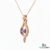 Natural Oval Tanzanite Diamond Accent Gold Pendant - anniversary gift for her
