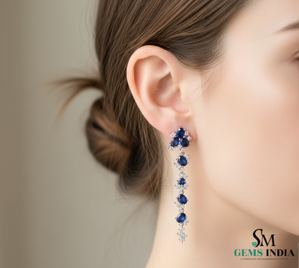 Elegant Blue Sapphire Diamond Dangle Earrings – Luxury Fine Jewelry
