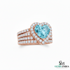 Natural Aquamarine Heart Diamond Ring for Women - Engagement Ring