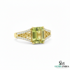 Natural Green Peridot & Diamond Ring – Emerald Cut in 14k and 18k Gold