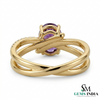 Oval Amethyst Criss Cross Ring in Gold with Diamond Accents