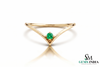 Dainty V Band Emerald Ring – Minimalist 14k Gold Solitaire Ring