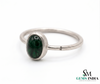Minimalist Oval Emerald Ring in 14K Gold – Handmade Cabochon Gemstone Ring