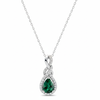 1.30 carat Infinity Teardrop Natural Emerald Pendant with Diamond Accents in 14K gold