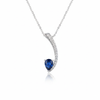 Pear Shaped Natural Blue Tanzanite & Diamond Curved Pendant