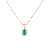 Teardrop Natural Emerald and Diamond Halo Necklace May Birthstone Jewelry Gift