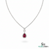 Pear Cut Ruby & Diamond Drop Necklace in 14k and 18k Gold