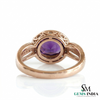 Elegant Oval Cut Amethyst Ring with Milgrain Diamond Halo