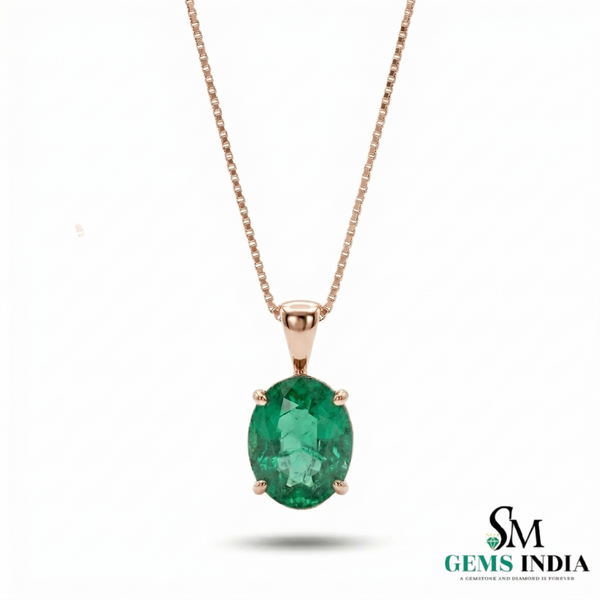 Oval Cut Emerald Pendant in 14k Gold – Classic Solitaire Design