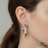 Oval shape Multicolor Gemstone Chandelier Earrings – Luxury Statement Drop Design