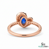 Pear Shape Blue Sapphire Diamond Ring with Heart Halo - Promise Ring