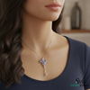 Natural Oval Tanzanite Key Pendant with Diamond Halo