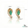 Marquise Cut Emerald & Diamond Swirl Stud Earrings