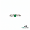 Vintage Inspired Round Emerald Diamond Ring - Promise Ring For Her