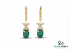 Luxury 3.90 carat Natural Emerald Oval Earrings with Sparkling Diamond X Motif