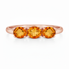 Three Stone Oval Orange Citrine Ring - Oval solitaire citrine ring