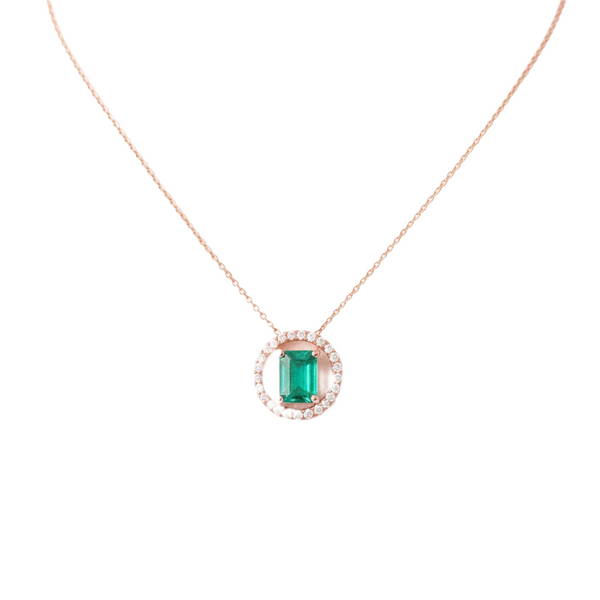 Elegant Green Natural Emerald and Diamond Circle Pendant – Fine Gold Jewelry