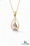 Pear Shape Pink Morganite Diamond Pendant - Diamond accent pendant