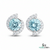 Round Cut Aquamarine & Diamond Stud Earrings